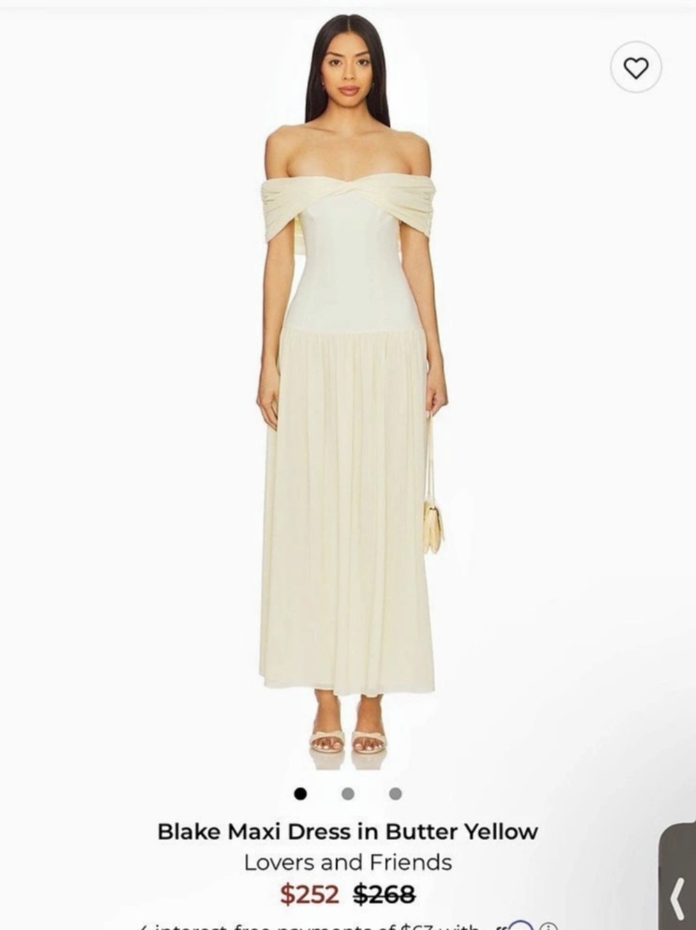 Lovers and Friends Blake Maxi Dress Off-Shoulder Yellow